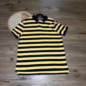 POLO RALPH LAUREN Pony Mens Yellow/Blue 
Striped Polo Shirt